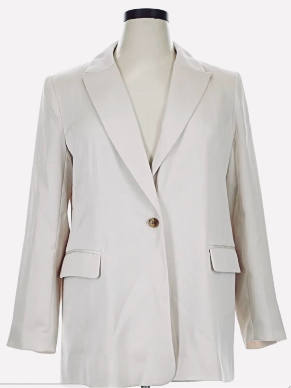 Women's Cream Single-Button Blazer Jacket